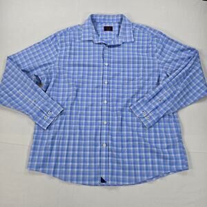 UNTUCKit Blue Plaid Stretch Zonte Long Sleeve Button Up‎ Shirt Men's Size XXL